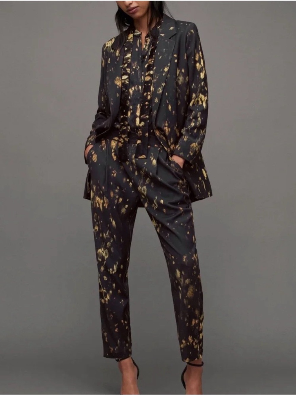 All Saints Dark Navy & Gold Fleck Pants Nordstrom NWT UK 6 USA sz 2